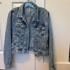 Free people cropped light denim jacket